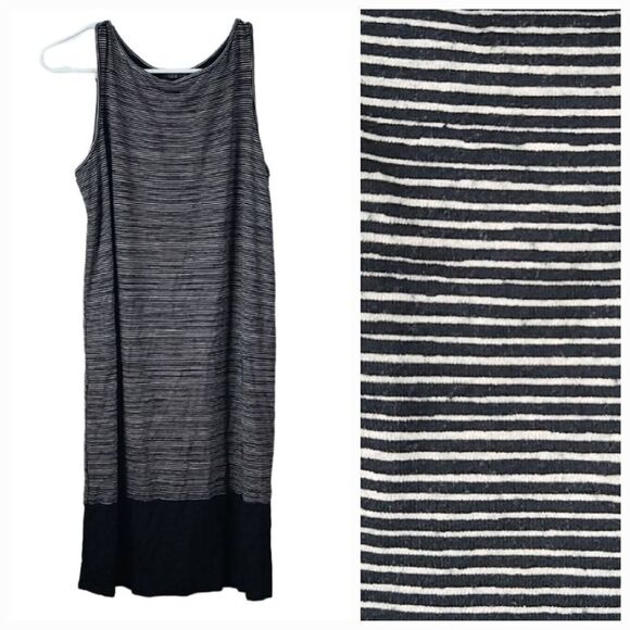 J.Jill PETITE Wearever Collection Sleeveless Black Striped Colorblock Dress SP - Picture 2 of 11